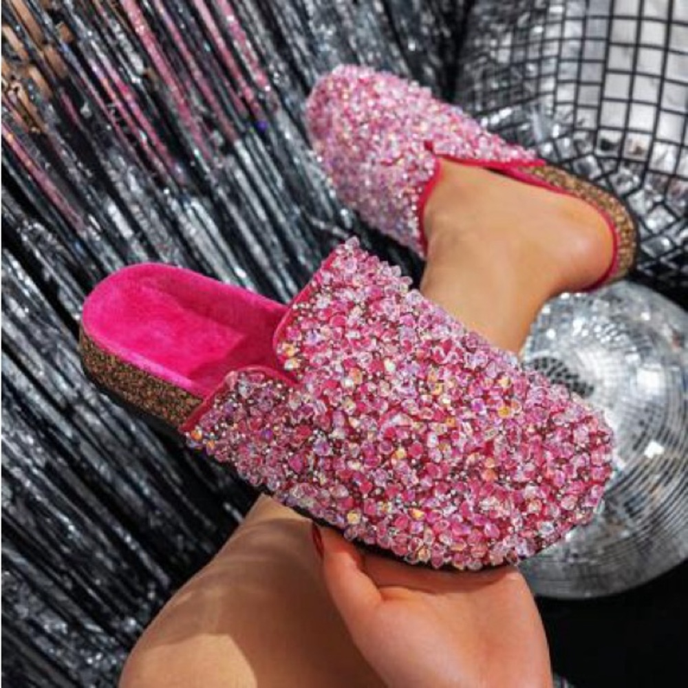 Fall/Winter New Sequin Beach Slippers,Vacation Sandals Slip on NEW Size 9‎